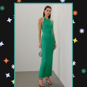 Herve Leger Green Halter Bandage Sheath Dress